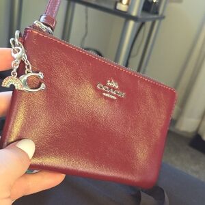 Coach Maroon Leather Wristlet